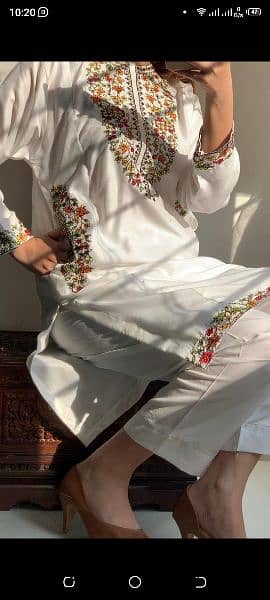 2 PCs women stitched embroidered suits 12