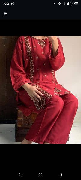 2 PCs women stitched embroidered suits 14