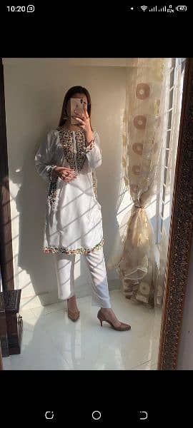 2 PCs women stitched embroidered suits 15