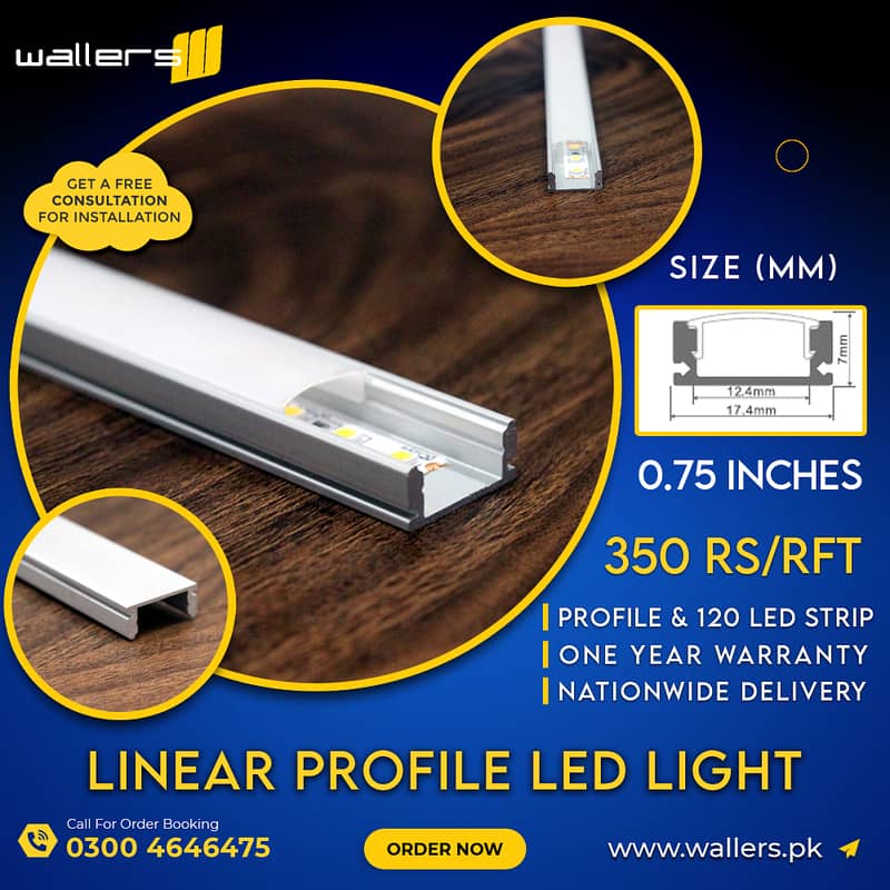 LED Light Linear Profile in Aluminium for Ceiling, Kitchen & Wardrobes 2