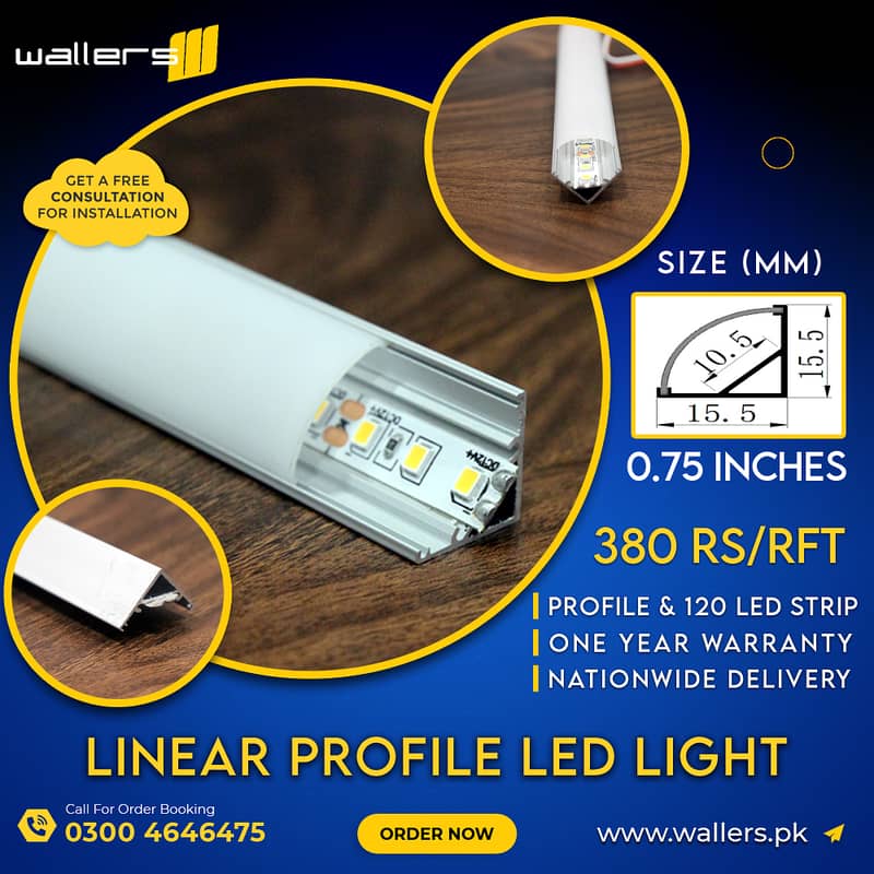 LED Light Linear Profile in Aluminium for Kitchen Cabinets & Wardrobes 4