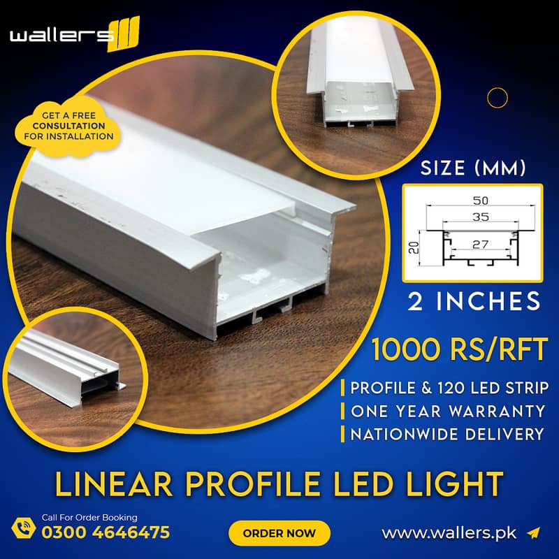 LED Light Linear Profile in Aluminium for Ceiling, Kitchen & Wardrobes 6