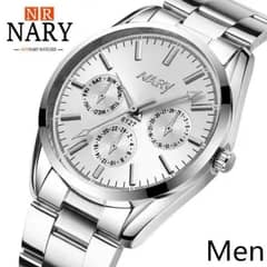 Nary watch 6127 for mens- silver- waterproof