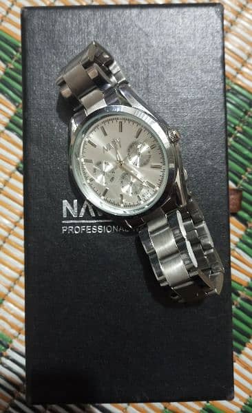 Nary watch 6127 for mens- silver- waterproof 1
