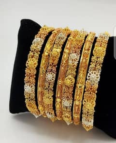 7 pcs golden flower kara bangles