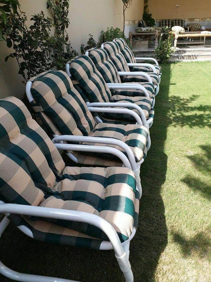 Garden chairs, club outdoor furniture, Lawn plastic pvc rest relax set 6