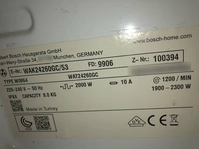 German BOSCH front load washing machine fully automatic 2