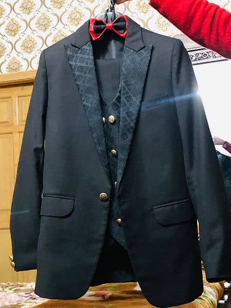 Black coloured Full Three piece and waist coat 2