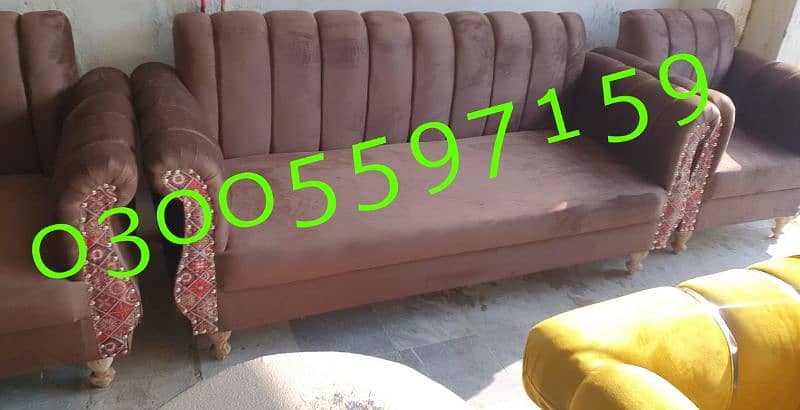sofa set L shape 5,7 seater wood fabric valvet home lounge furniture 13