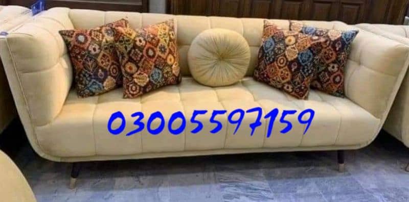 sofa set L shape 5,7 seater wood fabric valvet home lounge furniture 14
