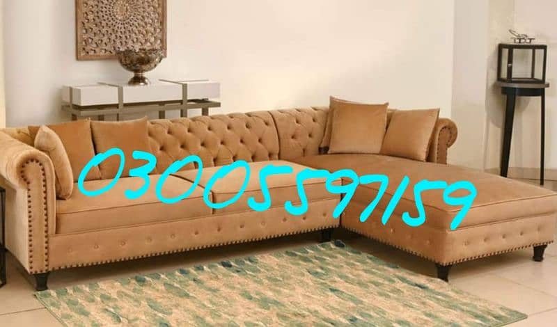 sofa set L shape 5,7 seater wood fabric valvet home lounge furniture 15