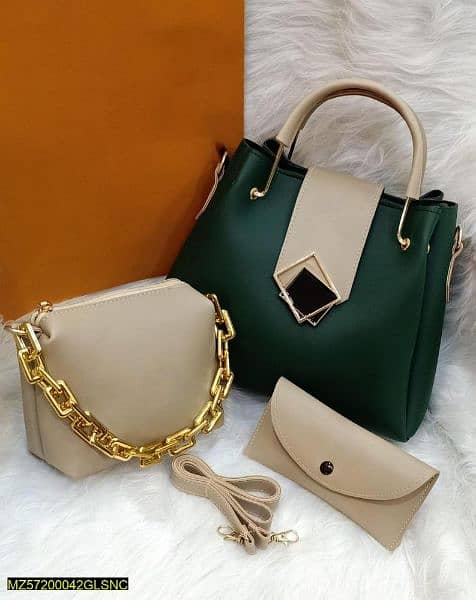 Womens pu leather plain handbag 2