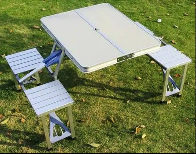 Outdoor Portable Picnic Folding Table With Desk Chairs Set 6