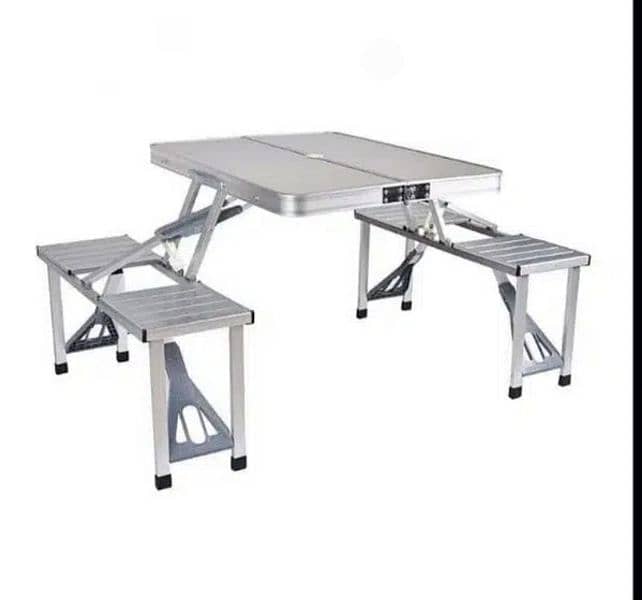 Outdoor Portable Picnic Folding Table With Desk Chairs Set 7