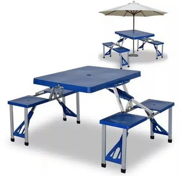 Outdoor Portable Picnic Folding Table With Desk Chairs Set 8