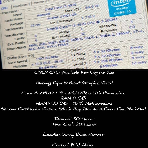 Gaming Cpu i5 4th Generation For Sale 3