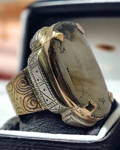 Handmade Antique Natural Shajri Aqeeq Ring 0