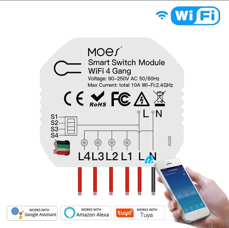 SMART HOME / Switch 4 Gang, WIFI works Alexa / Smart Life 0