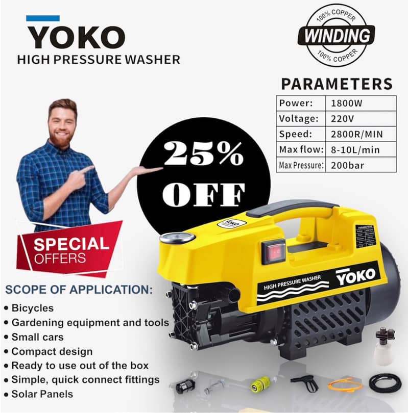 Yoko High Pressure Washer Car, Solar , Ac Servicing Discount Offer 0