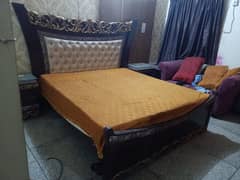 Bed set with side tables and dressing table plus showcase almari 0