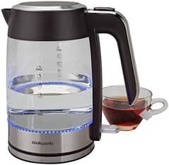 Cookworks Stainless Steel And Transparent Glass Kettle a69