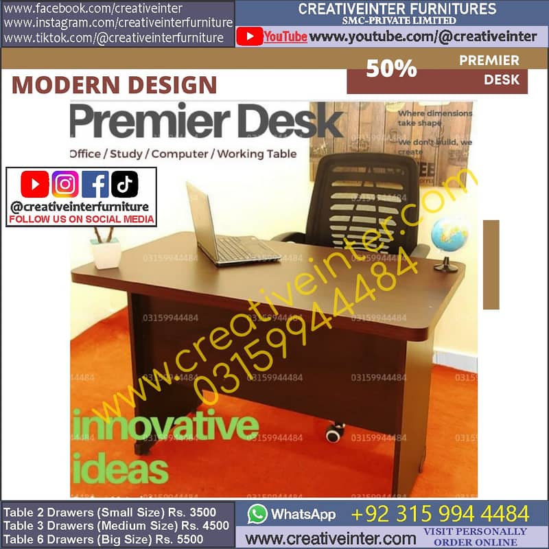 Metal Office table study desk chair computer staff working workstation 1