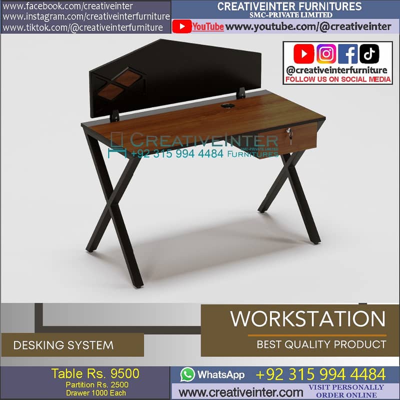 Metal Office table study desk chair computer staff working workstation 18
