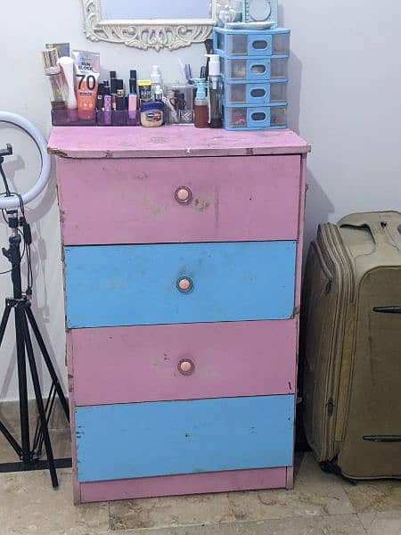 Kids bedroom set with bed cupboard and drawer table 2