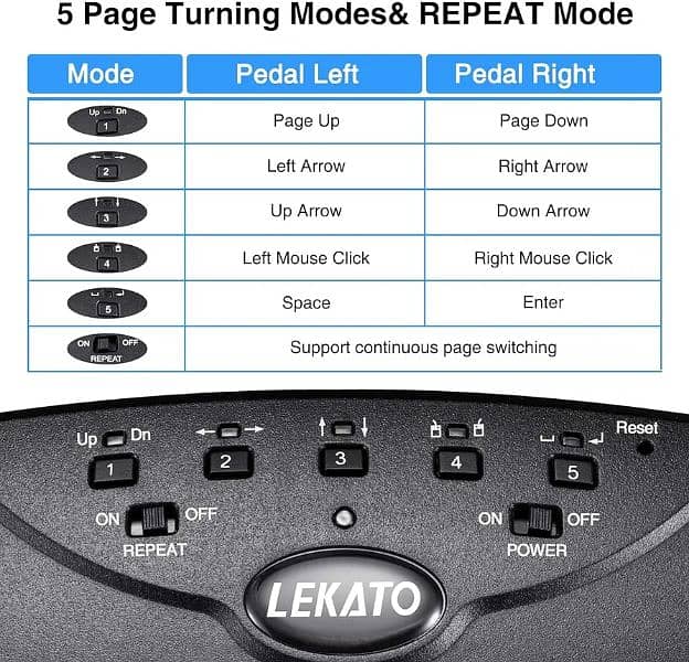LEKATO WT-1 Wireless Bluetooth Page Turner Pedal (IMPORTED) 3