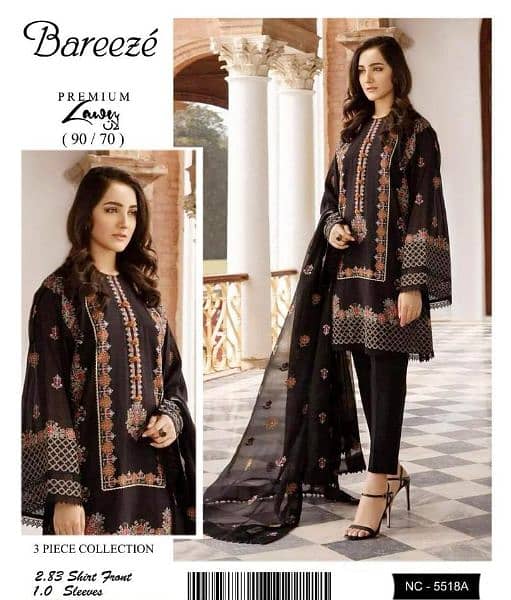 3 pec women's nustitched  Embroidered lawn suit 11