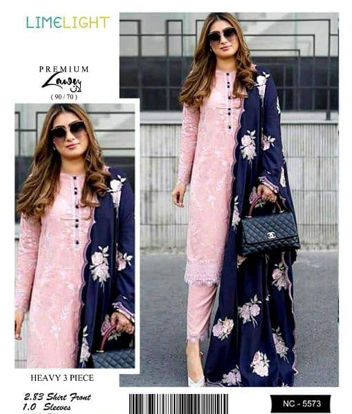 3 pec women's nustitched  Embroidered lawn suit 17