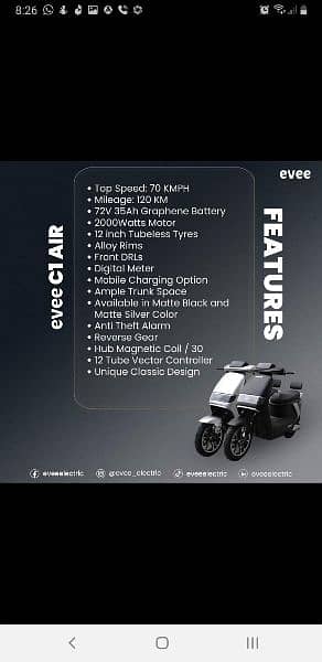 Evee C 1 Air Electric Scooty 2024 Model Zero Meter 3