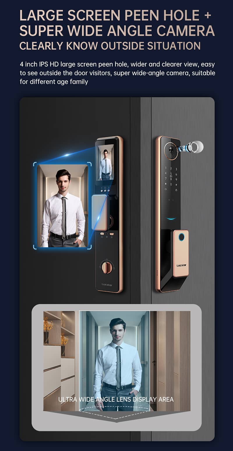 2024 Smart Door Lock Tuya Wifi  Fingerprint Digital Safe  With Camera 5