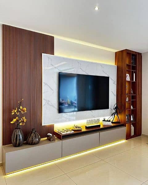 Media wall & Tv rack & partition work countact number=03335692195 1