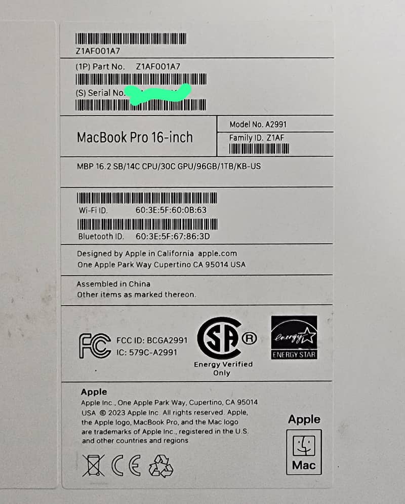 Macbook Pro 16" M3 Max Space Black 14-C, 30-C GPU (36Gb/01 Tb) MRW33 1