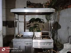 fryer counter and gas cylinder and fast food burtan 0