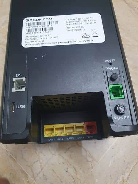 Optus Sagemcom Gateway F@ST 5366 TN NBN WiFi Modem 4