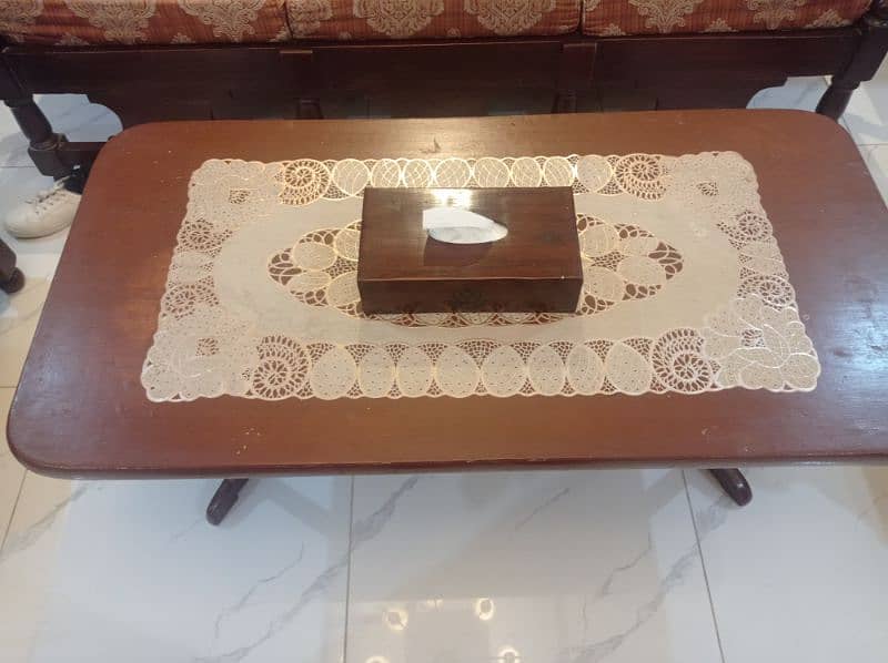 5 seater wooden sofa set with center table for sale in Islamabad 3