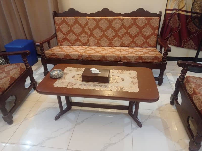 5 seater wooden sofa set with center table for sale in Islamabad 6