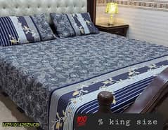 3 Pcs Cotton Printed Double Bedsheet . . . . Cash on Delivery