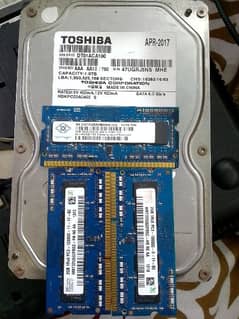 1TB hard disk+ 3 2Gb laptop Ram DDR 3