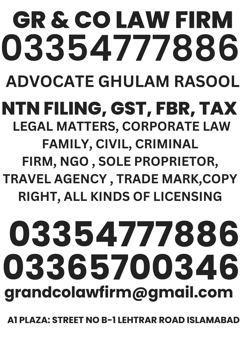 NTN/GST/FBR/SECP/Advocate High Court/Lawyer 2