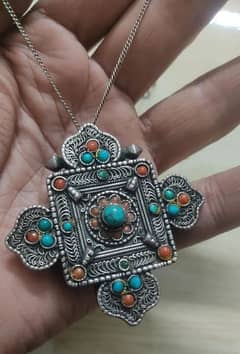 Antique Tibetan Coral & Feroza Silver 925 Locket what'sapp 03071138819 0