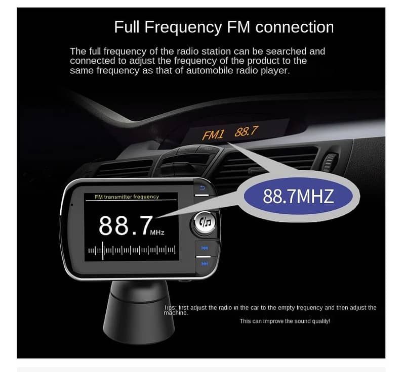 Bluetooth Fm Radio Transmitter Kit Mp3 TF Card Player QC3 Charger LCD 9
