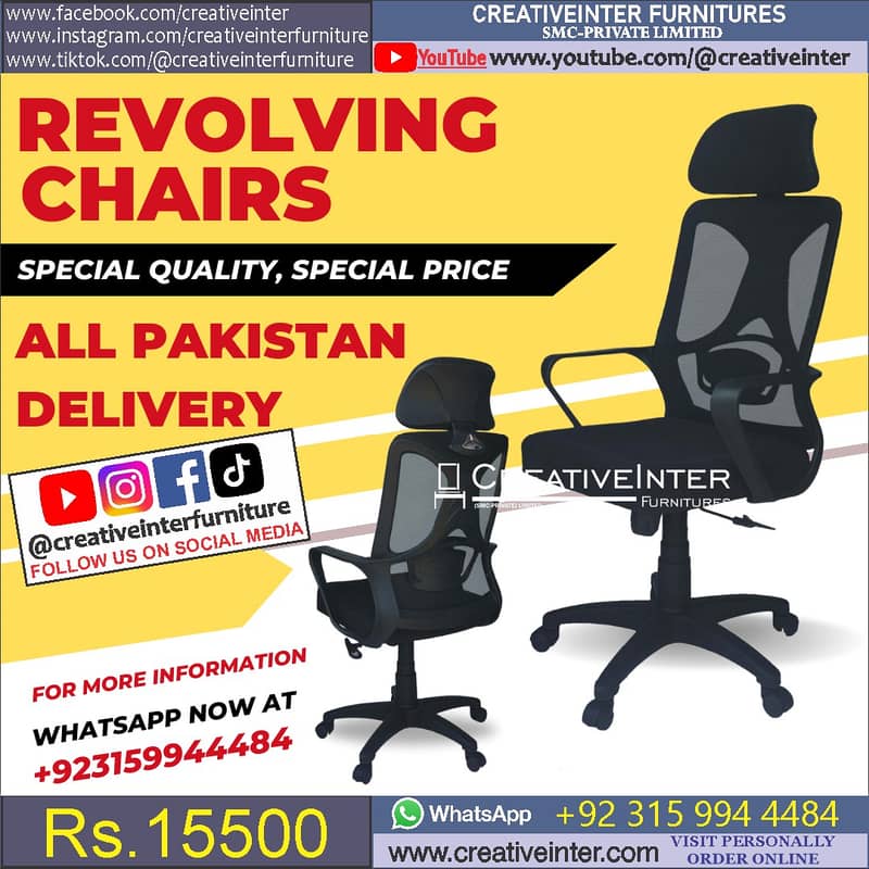 Office High Back Revolving Chair Mesh Chair Ergonomic Furniture Table 12