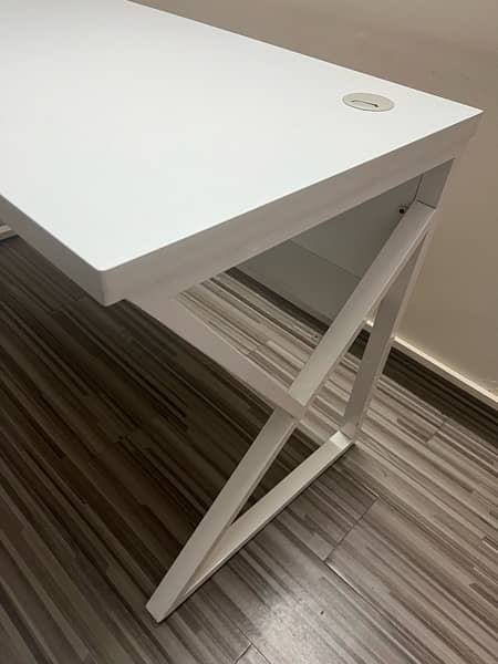 White wooden Study table with free shelves 2