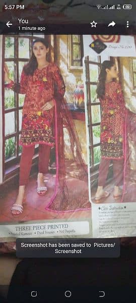 3 PCs Malai lawn dress with net dupatta 1