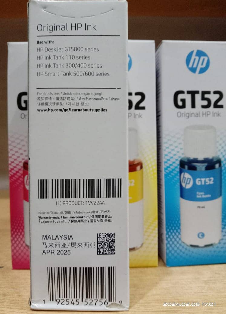 HP GT52 GT53 4 Color Set Genuine Ink Bottle 2
