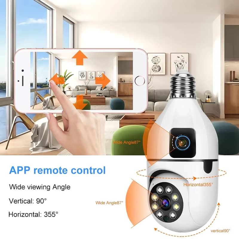 IP Bulb 1080p DUAL LENS V380 Camera mini wifi indoor outdoor camera 0