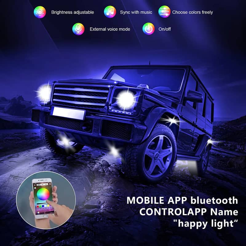 8 Pods RGB LED Rock/Chassis Lights for Jeep 1